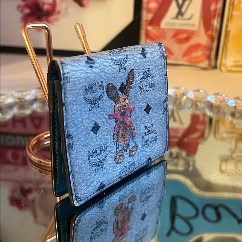 MCM Bunny blue leather fold wallet - Picture 8 of 8